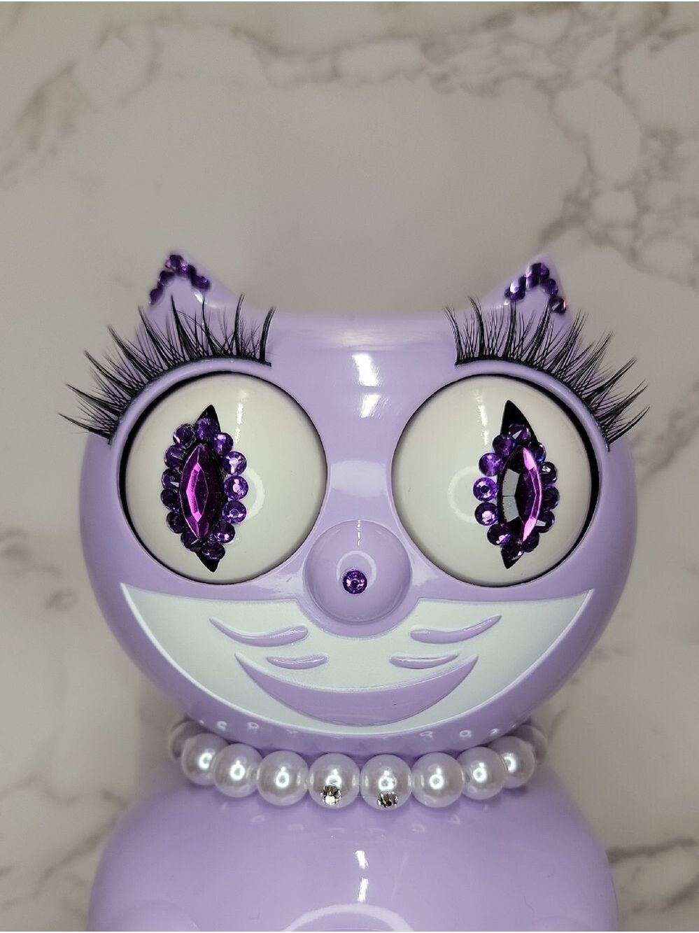 RARE RETIRED Jeweled Pastel Lilac Lady Kit Kat Cat Klock Clock